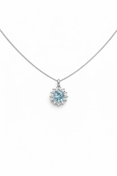 Collana Promesse Donna in Oro bianco Acquamarina 0.42 Ct PCONTF5A - PCONTF5A